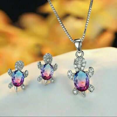 Rainbow Crystal Turtle Pendant