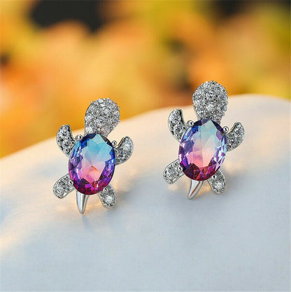 Rainbow Crystal Turtle Pendant